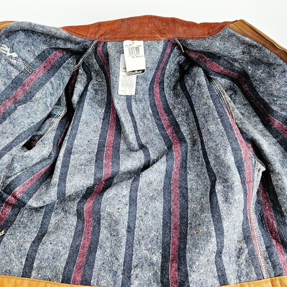 Vtg Carhartt Detroit J01 Canvas Duck Jacket 48 Reg Blanket Lining Brown New NWT - Picture 9 of 12